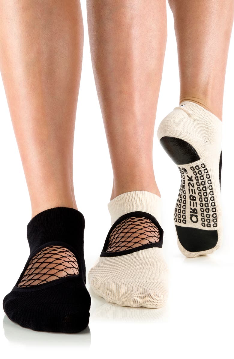 Arebesk Phish Net Assorted 2-Pack Ankle Socks, Alternate, color, Black / Nude