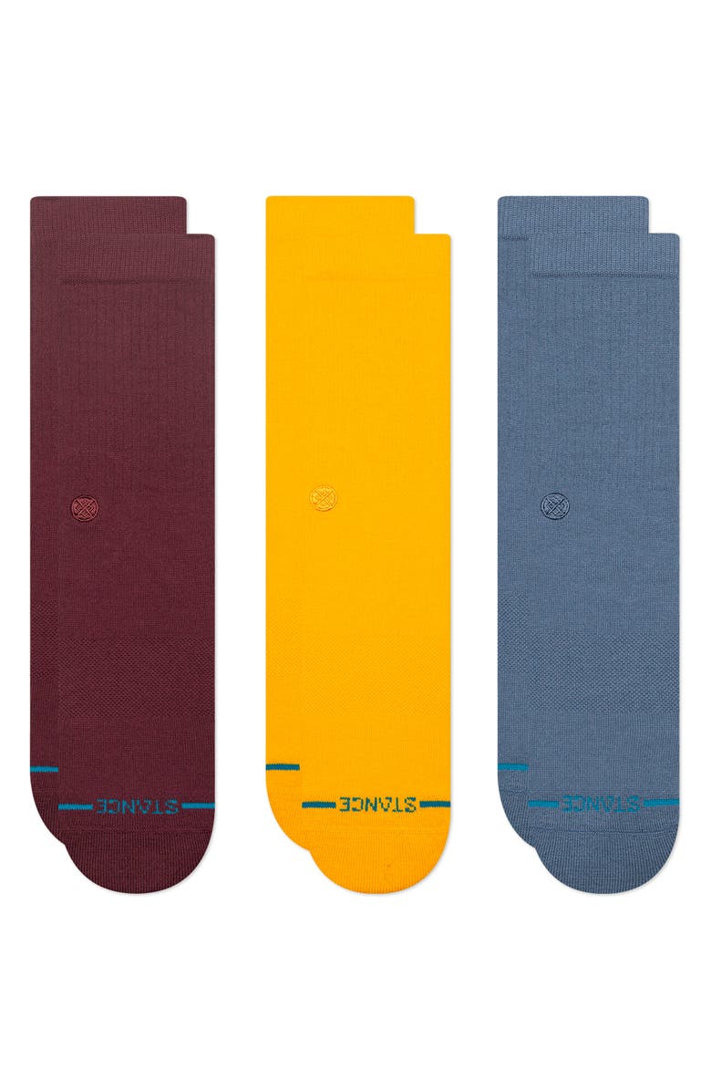 Stance Icon Assorted 3-Pack Crew Socks, Main, color, Wine