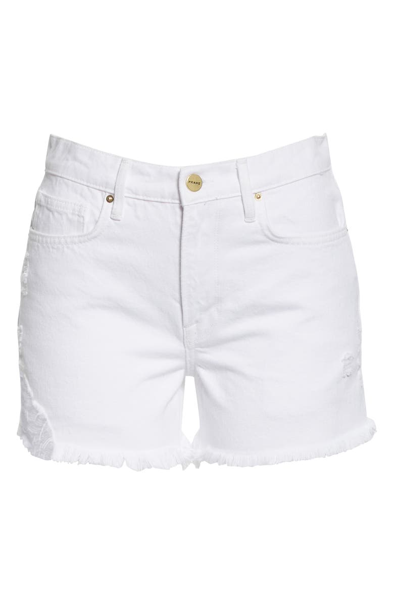 FRAME Le Brigette Frayed Denim Shorts, Alternate, color,