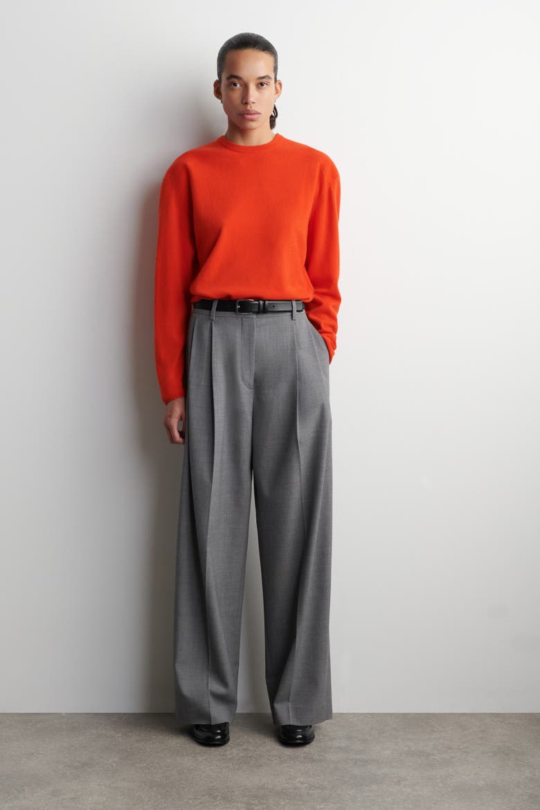 Merino Wool Crew-neck Jumper, Alternate, color, ORANGE
