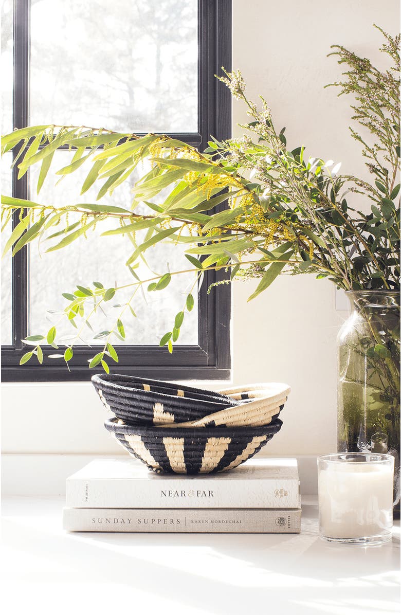 indego africa Mini Flora Raffia Plateau, Alternate, color, Natural