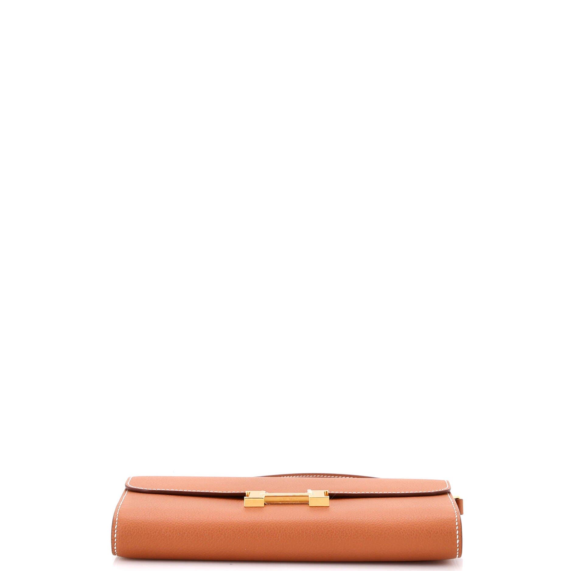 Pre-Owned Hermes Constance To Go Wallet Evercolor, Alternate, color, Gold