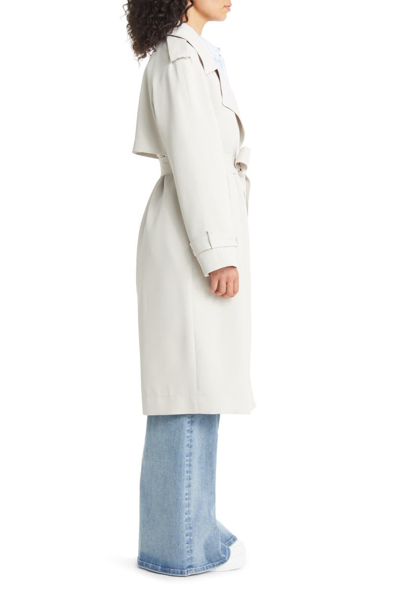 Crepe Trench Coat, Alternate, color, BONE