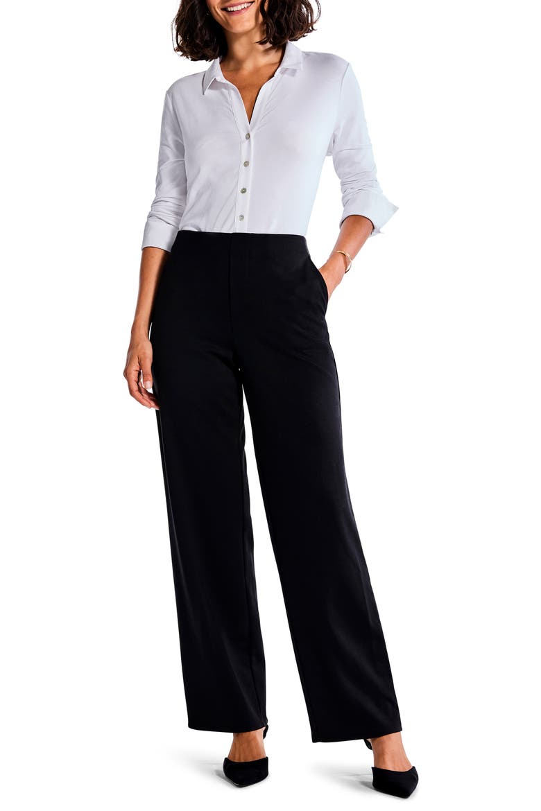 Drapey Ponte Ankle Wide Leg Pants, Alternate, color, BLACK ONYX