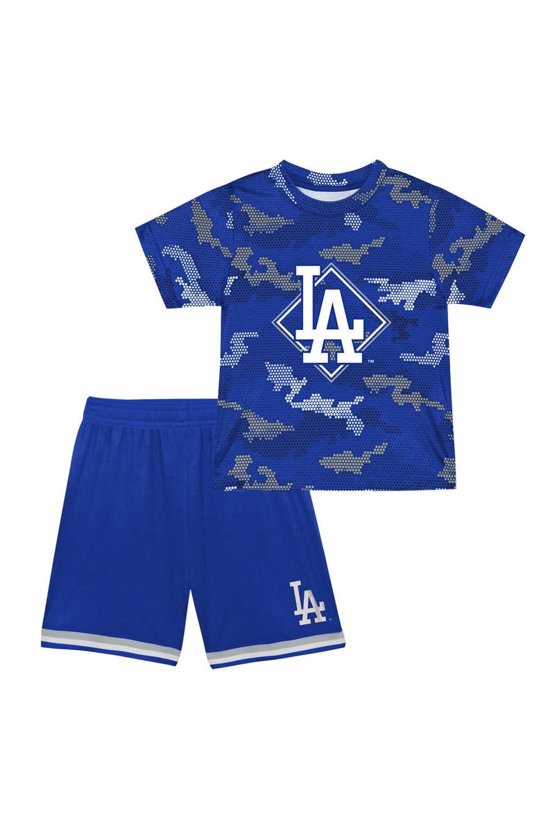 Outerstuff Toddler Fanatics Branded Royal Los Angeles Dodgers Field Ball T-Shirt & Shorts Set, Main, color, 