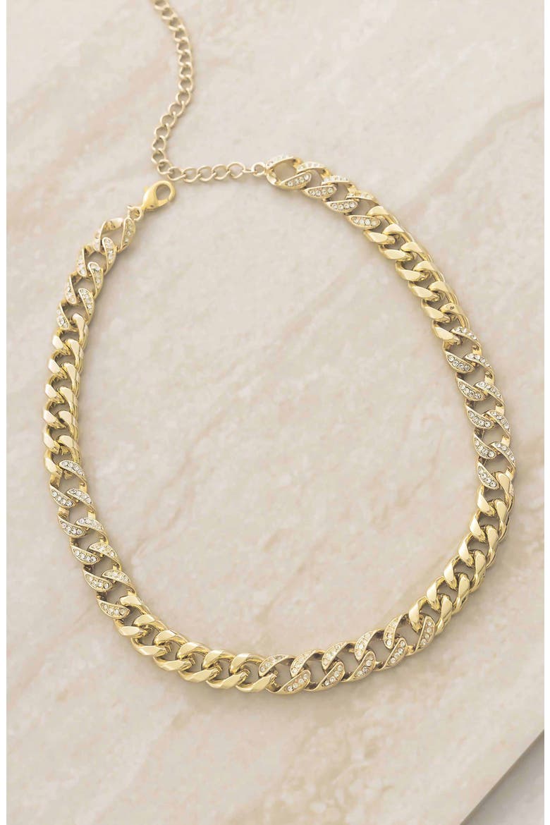 Chunky Crystal Chain Necklace, Alternate, color, GOLD