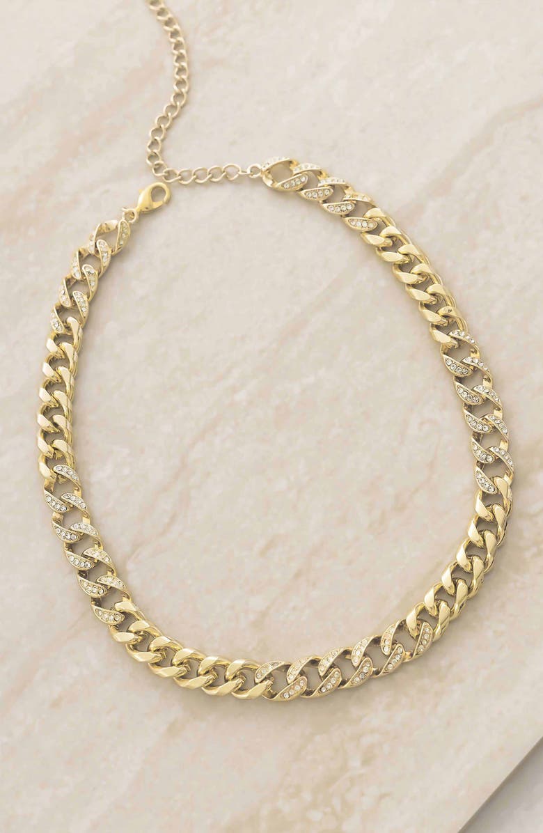 Ettika Chunky Crystal Chain Necklace, Alternate, color, Gold