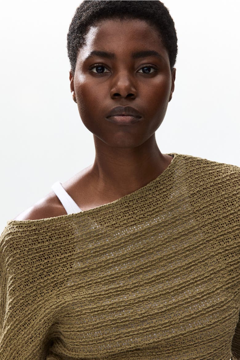 Textured-knit Top, Alternate, color, Dusty khaki green