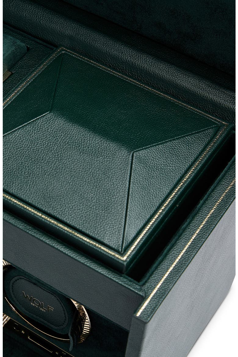 British Racing Double Watch Winder with Storage, Alternate, color, GREEN