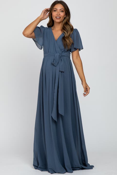 Chiffon Short Sleeve Maxi Dress