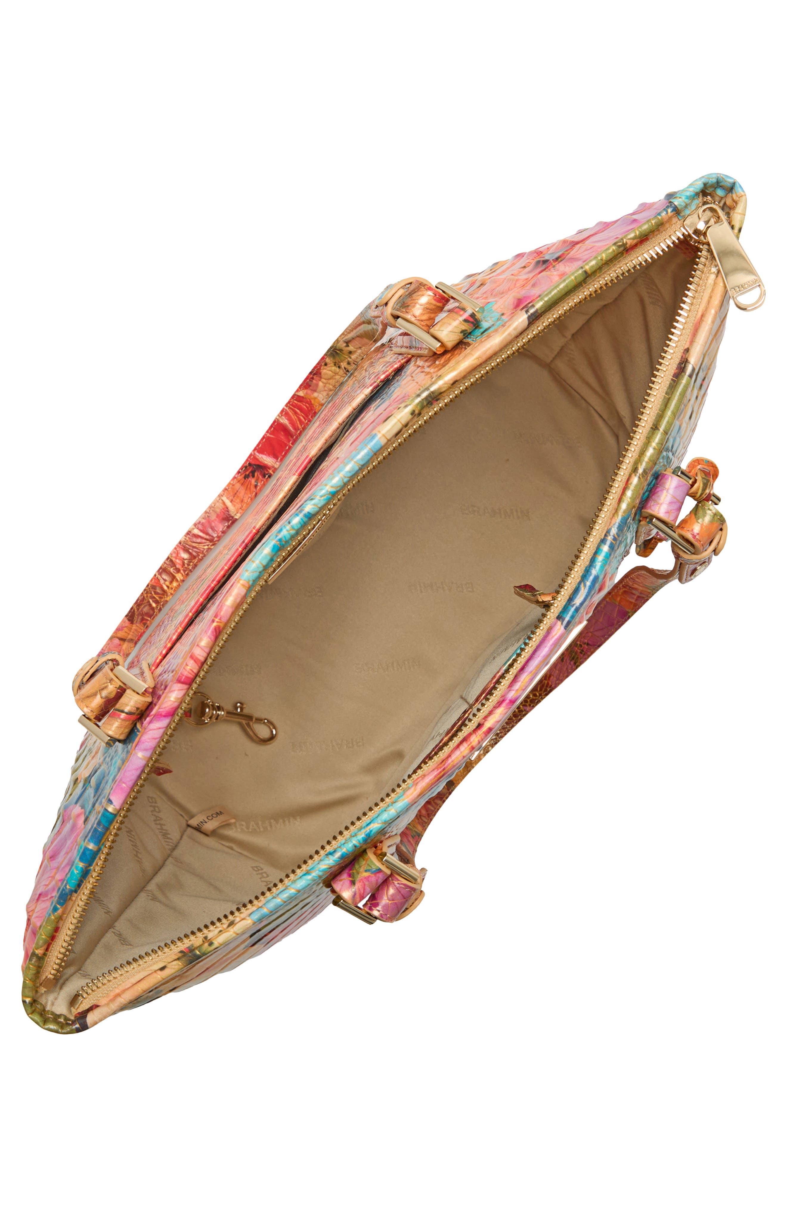 Medium Asher Croc Embossed Leather Tote, Alternate, color, FLORITA