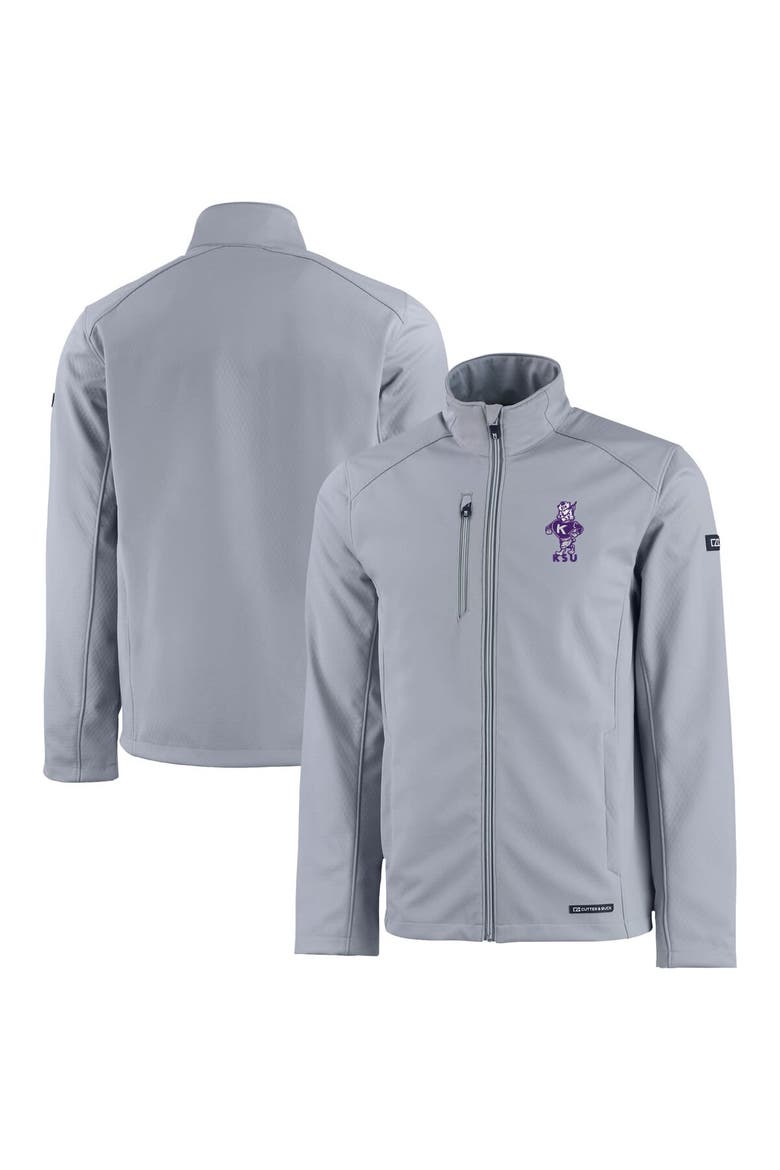 Men's Cutter & Buck  Gray Kansas State Wildcats Vault Evoke Eco Softshell Recycled Full-Zip Jacket, Alternate, color, Gray