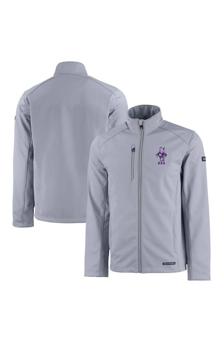 Cutter & Buck Men's Cutter & Buck  Gray Kansas State Wildcats Vault Evoke Eco Softshell Recycled Full-Zip Jacket, Alternate, color, 