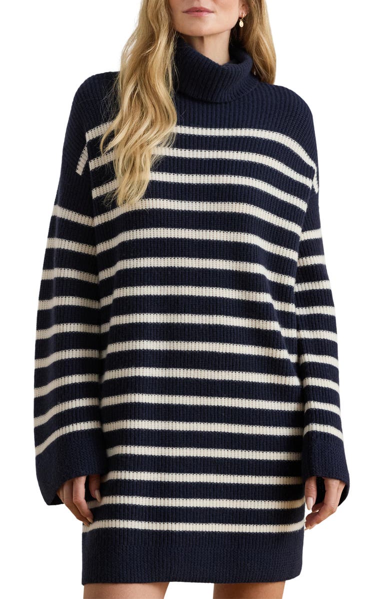 Lauren Ralph Lauren Areena Long Sleeve Wool & Cashmere Sweater Dress, Alternate, color, Lauren Navy/ Mascarpone Cream