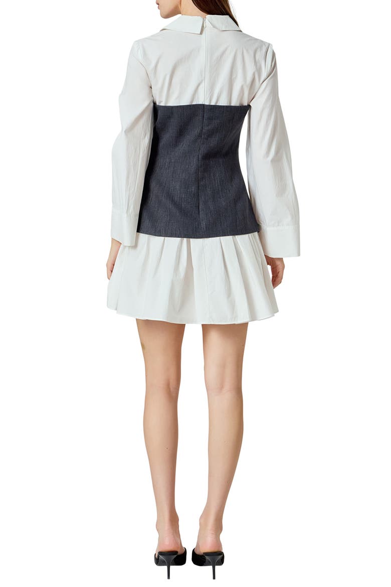 Mixed Media Long Sleeve Minidress, Alternate, color, BLACK