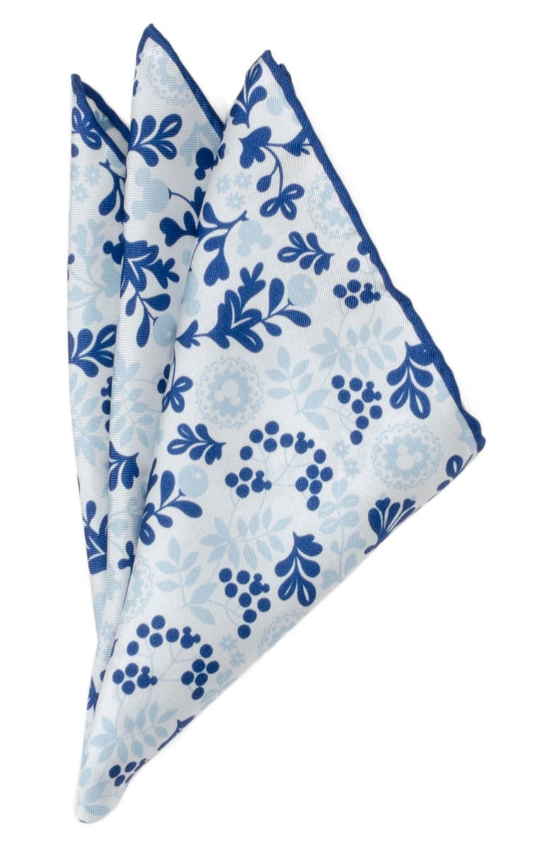 Cufflinks, Inc. x Disney Mickey Floral Silk Pocket Square, Main, color, White