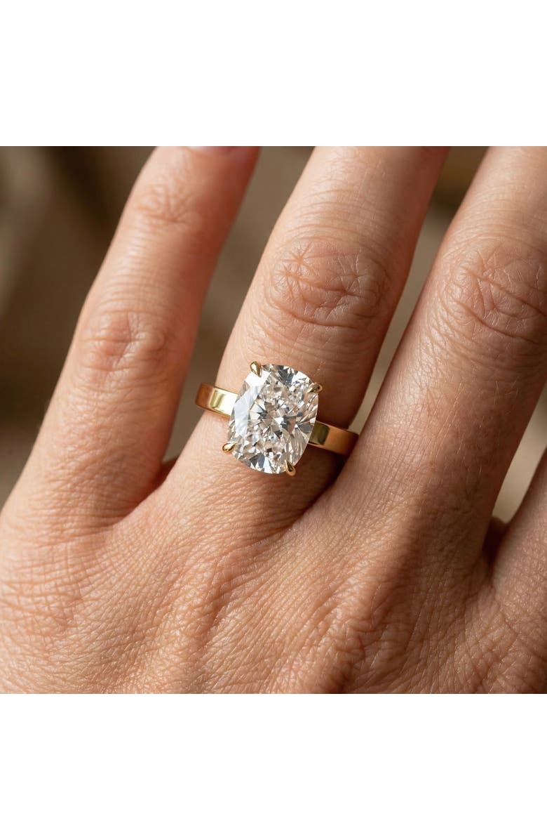 Bliss Diamond Certified 2Ct Cushion Diamond Cigar Band Engagement Ring 14k Gold Lab Grown, Alternate, color, 14K Yellow Gold