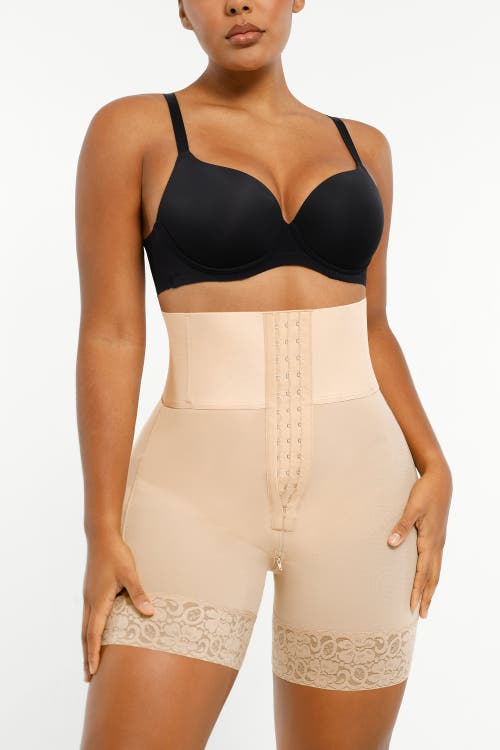 Shapellx Boned Sculpt High Waist Shorts In Sand