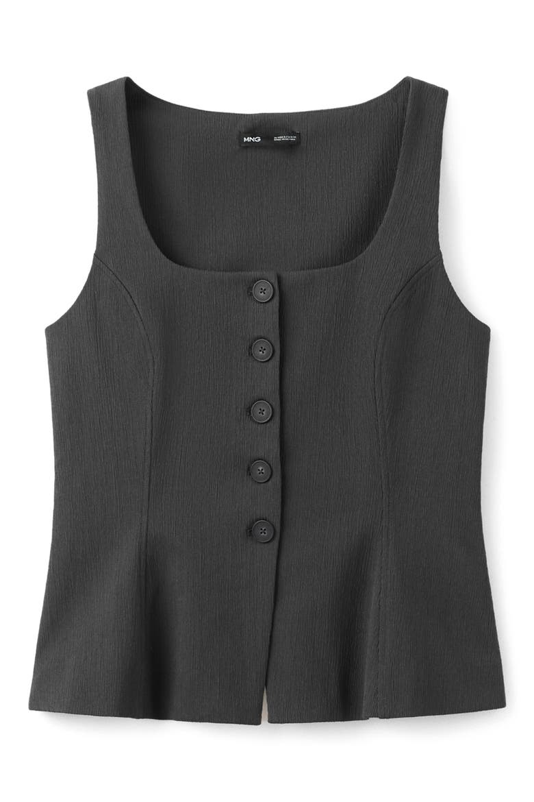 Peplum Button Vest, Main, color, GREY