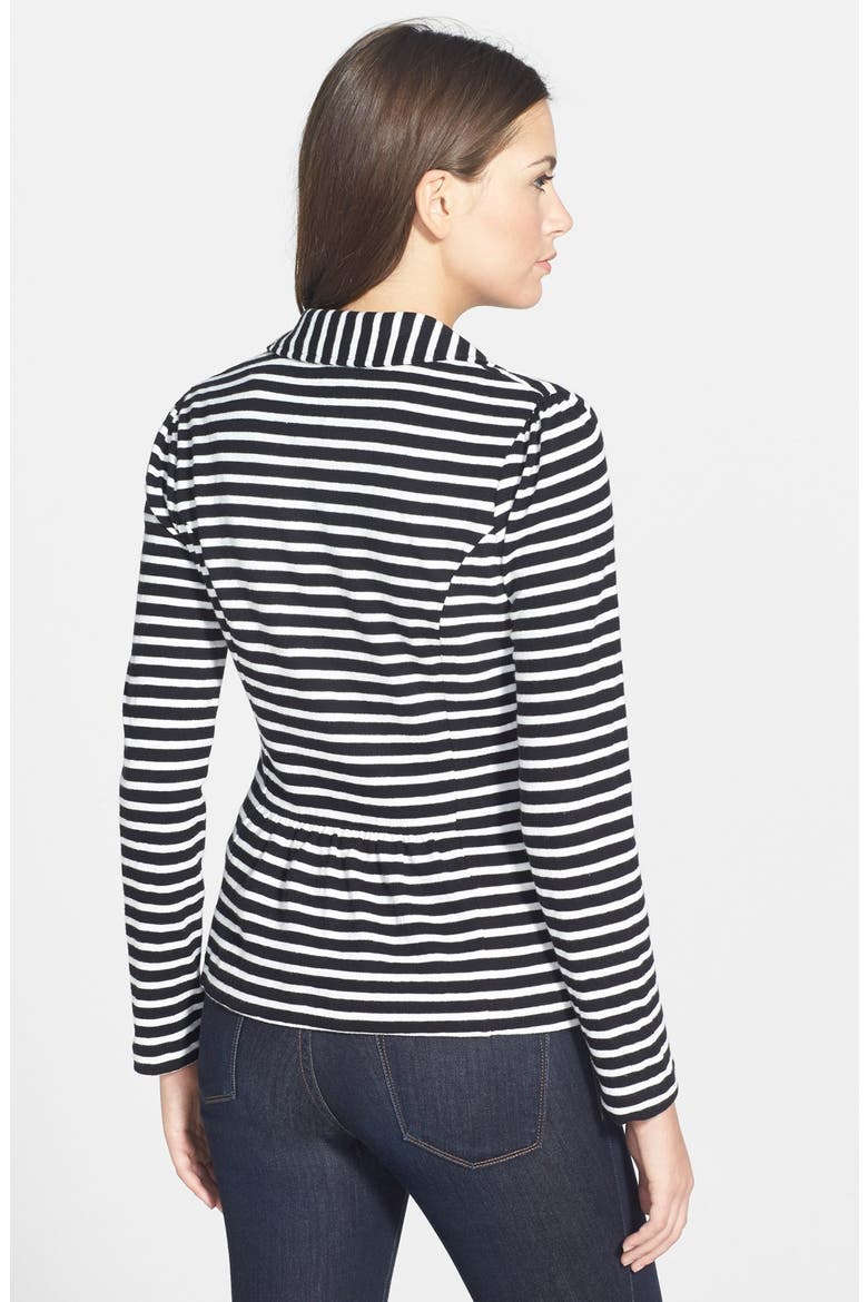Knit One-Button Blazer, Alternate, color, BLACK- IVORY STRIPE