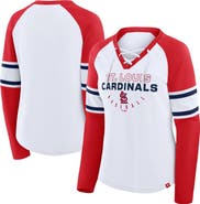 FANATICS Women's Fanatics White/Red St. Louis Cardinals Blitz Package Raglan Lace-Up V-Neck Long Sleeve T-Shirt