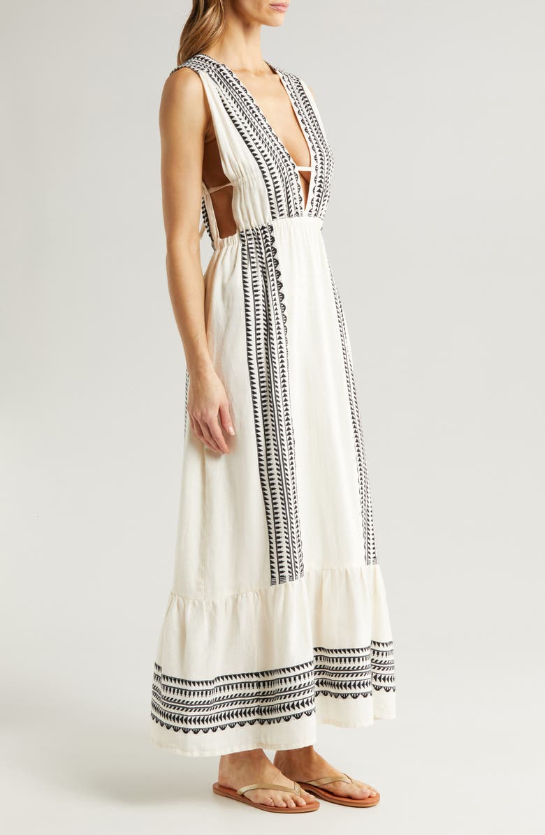 lemlem Lelisa V-Neck Cotton Dress, Alternate, color,