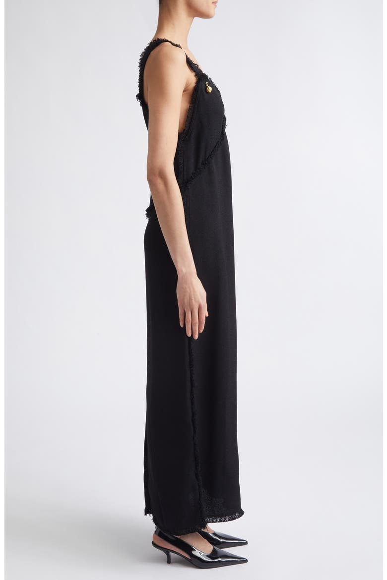 Fringe Maxi Slipdress, Alternate, color, BLACK