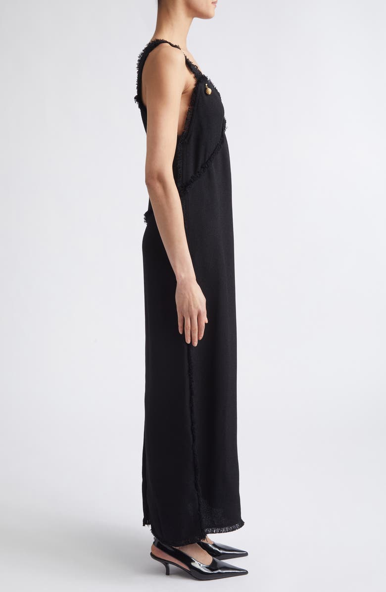 TOTEME Fringe Maxi Slipdress, Alternate, color, Black