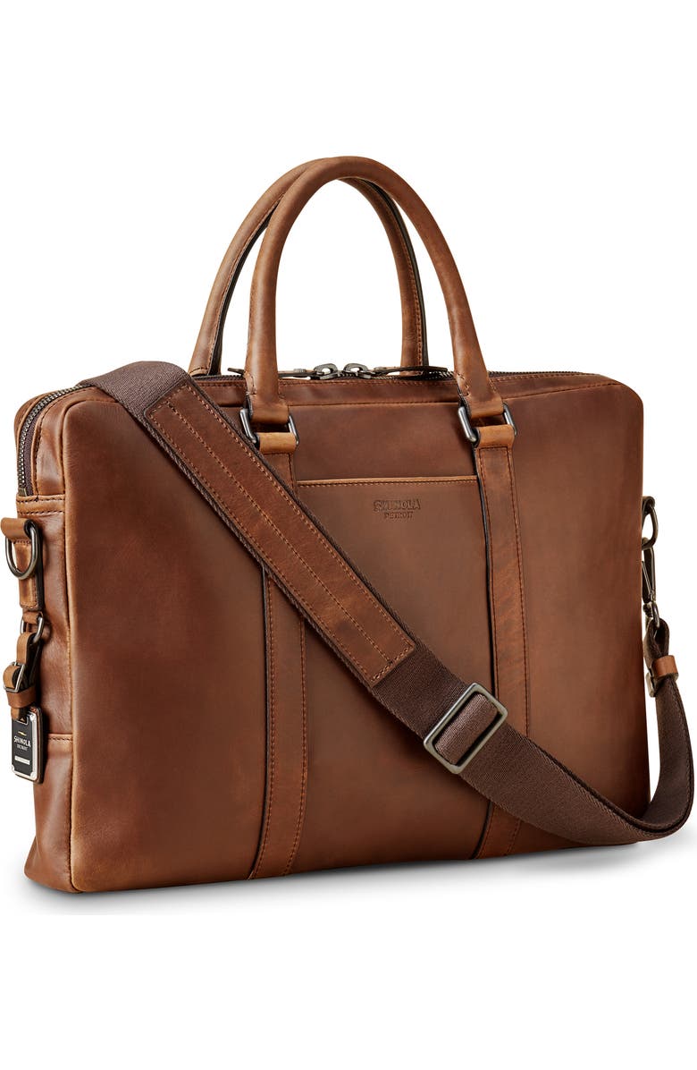 Shinola Navigator Leather Computer Briefcase, Alternate, color, Medium Brown