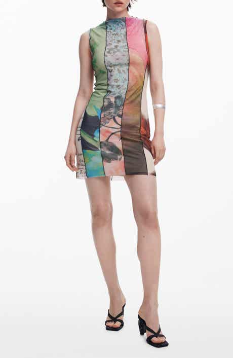 Desigual Mixed Print Mesh Minidress