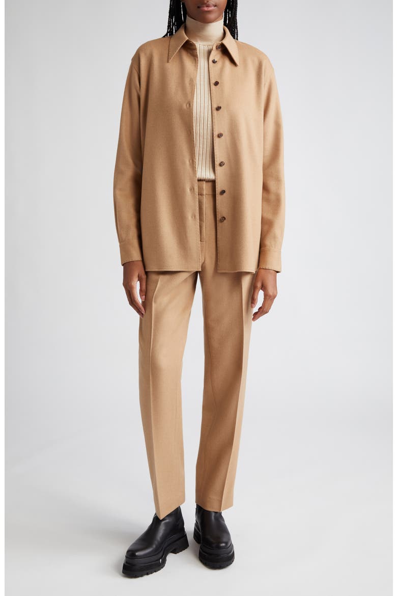 Drop Shoulder Camel Hair Shirt Jacket, Alternate, color, CAMEL