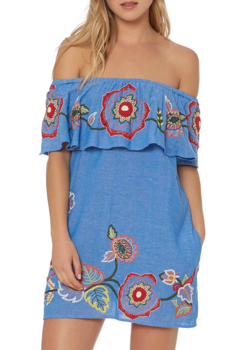Adelaid Off the Shoulder Cover-up Dress, Main, color, CHAMBRAY