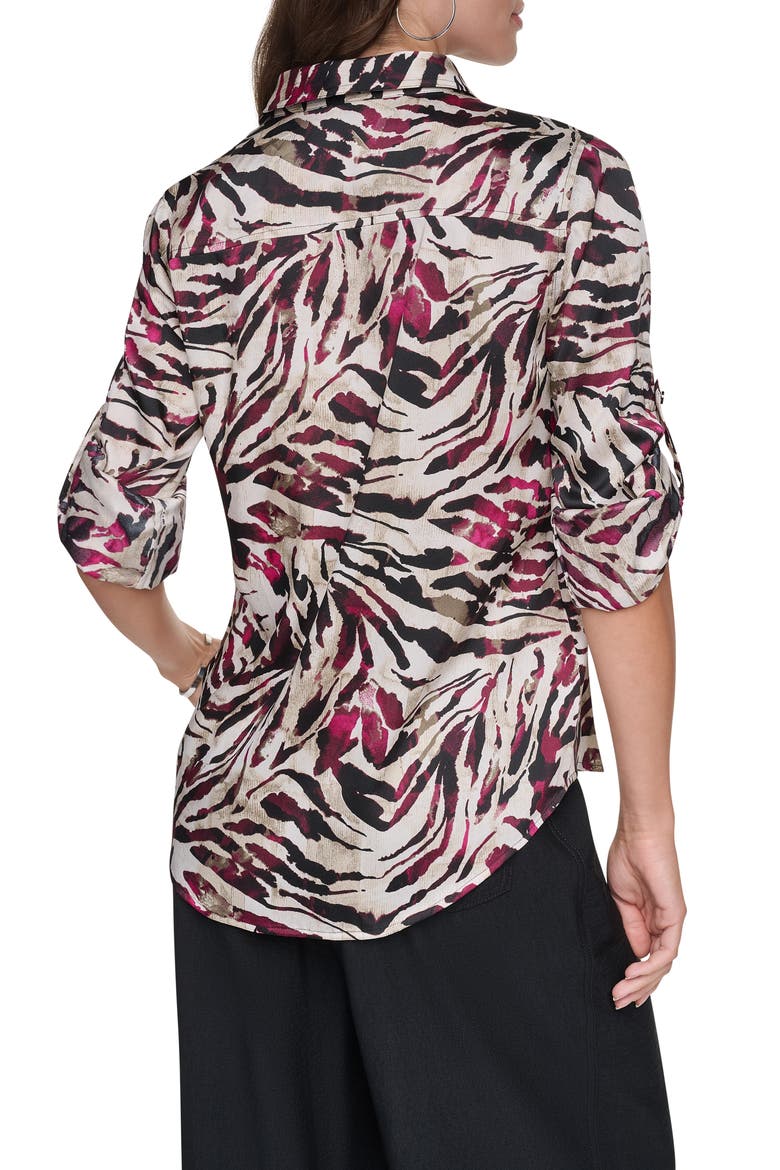 Print Roll Tab Button Shirt, Alternate, color, RASPBERRY ANIMAL