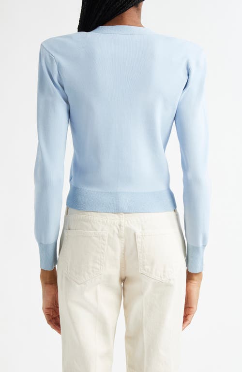 L Agence Taya V-neck Cardigan In Blue Fog Lurex/nickel