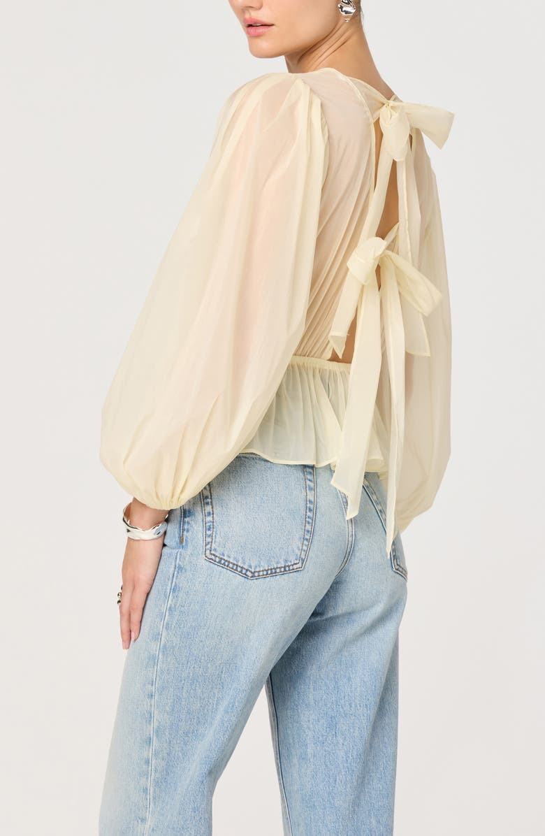 ASTR the Label Amie Peplum Sheer Chiffon Top, Alternate, color, Lemon