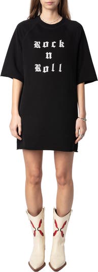 open lace back dress Let's Go Girls w/ Star Chenille Black Oversized T-Shirt Dress
