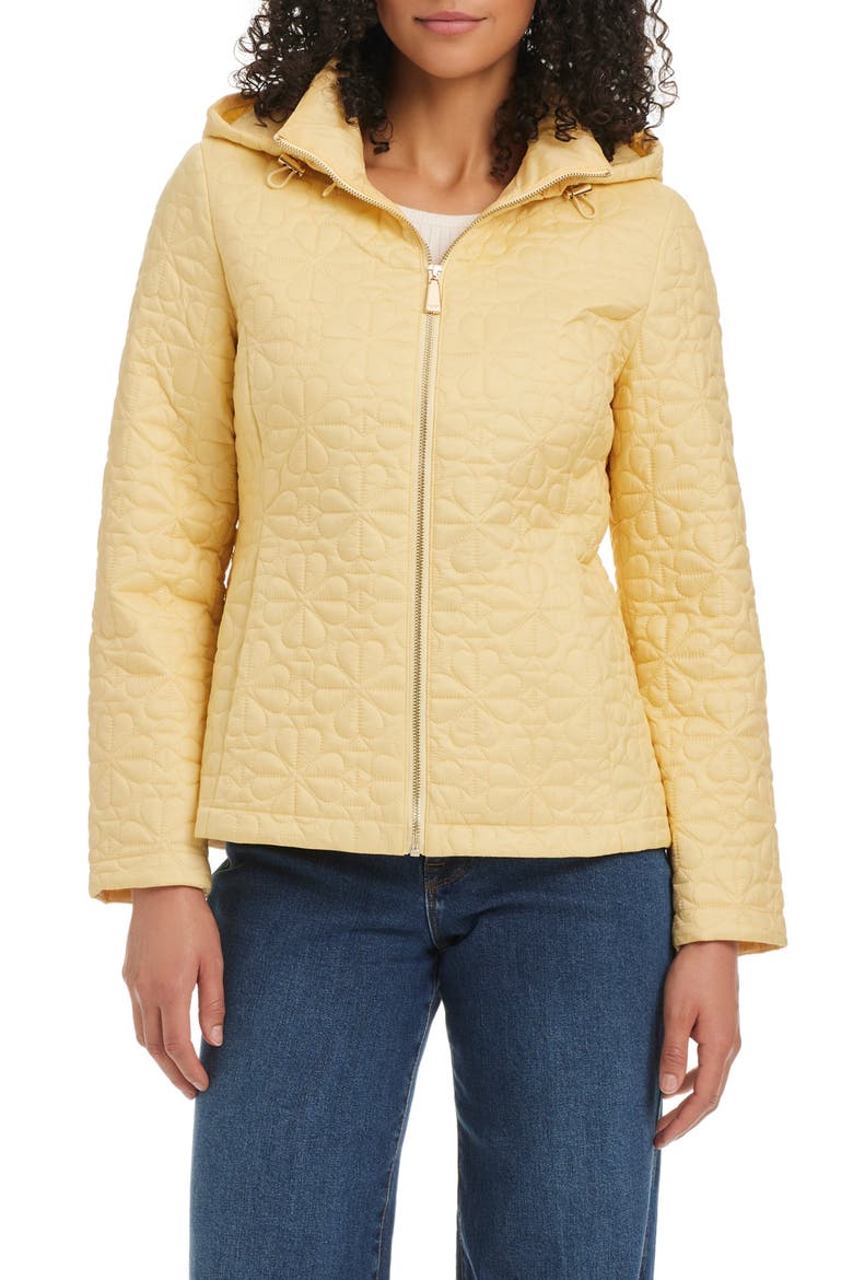 short spade flower quilted jacket, Alternate, color, BUTTER