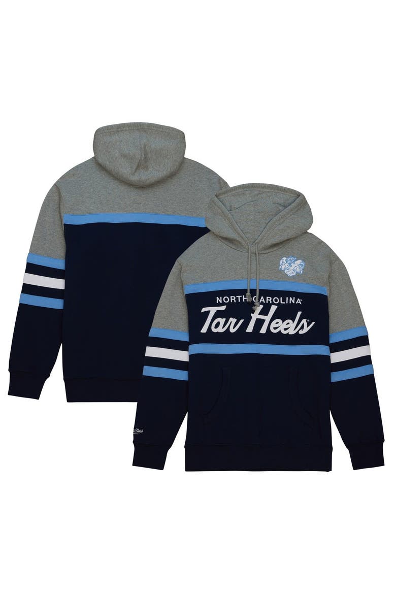 Men's Mitchell & Ness Navy North Carolina Tar Heels Head Coach Pullover Hoodie, Main, color, Navy
