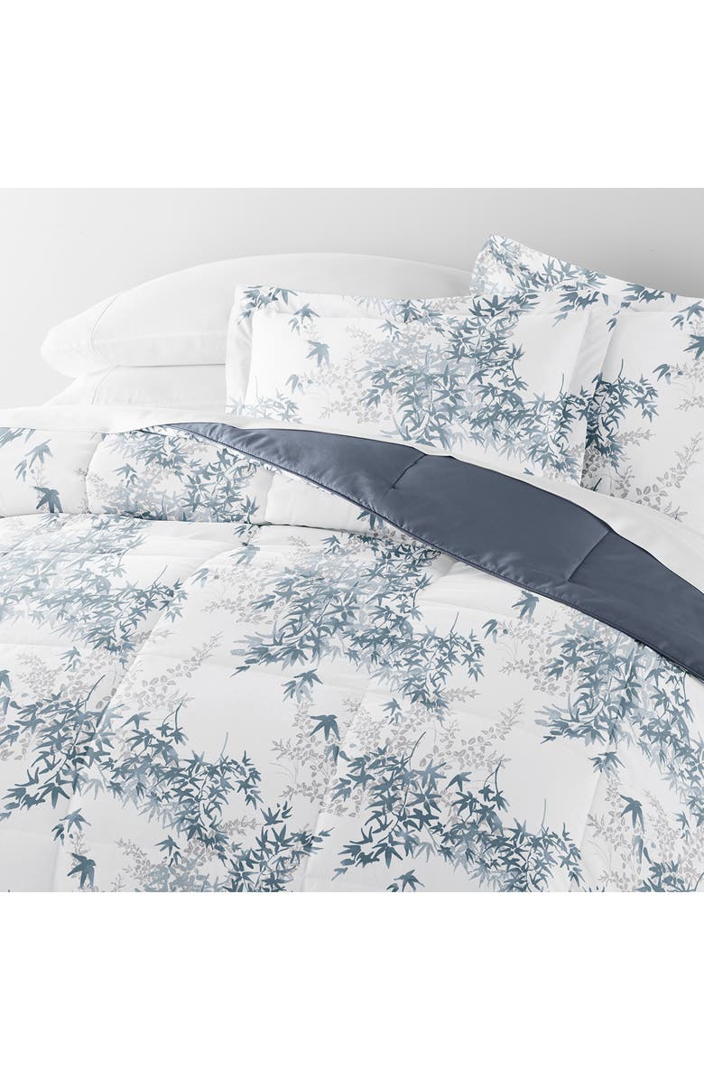 HOMESPUN Bamboo Leaves Reversible 3-Piece Comforter Set, Alternate, color, Stone