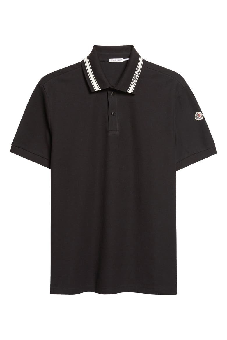 Logo Patch Tipped Cotton Piqué Polo, Alternate, color, BLACK