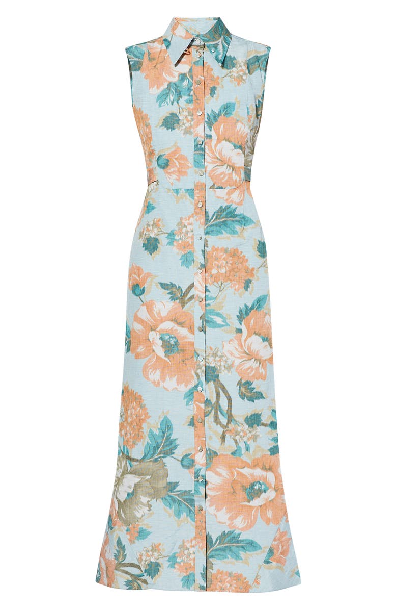 Erdem Mona Virginia Floral Print Linen Blend Shirtdress, Alternate, color,