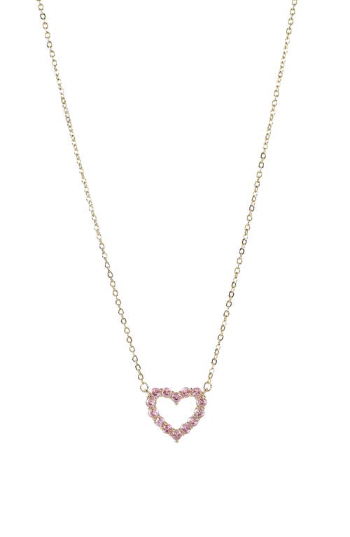Danecraft Pink Cubic Zirconia Heart Necklace & Stud Earrings Set In Gold