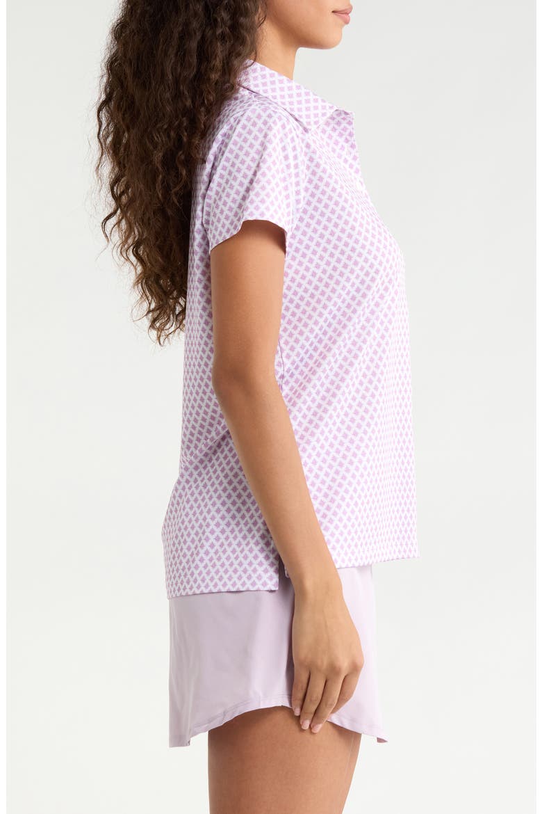 Zara Geometric Print Piqué Polo, Alternate, color, LAVENDER FROST
