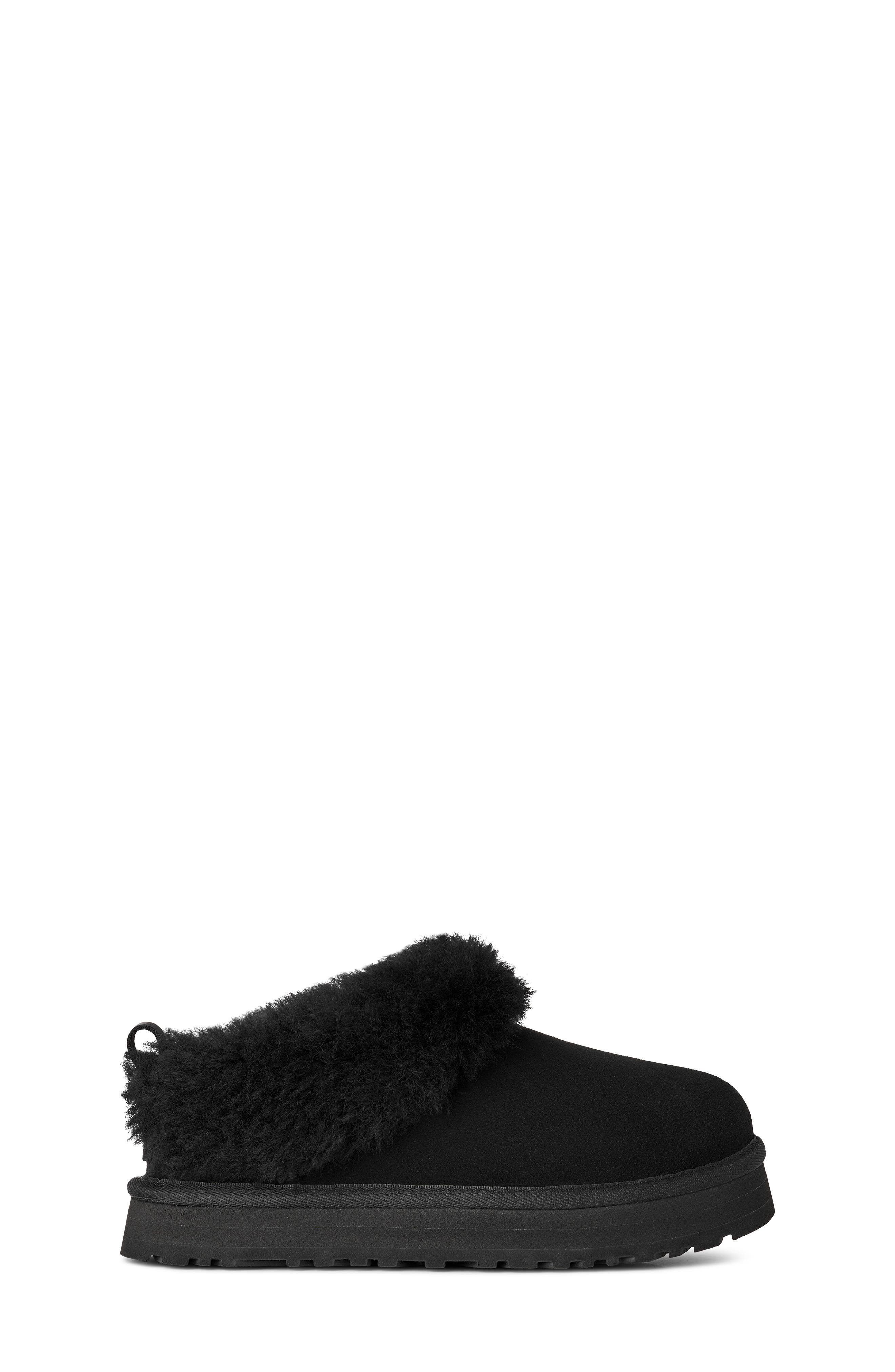 UGG<sup>®</sup> Kids' Tazzelle Genuine Shearling Collar Slipper, Alternate, color, Black