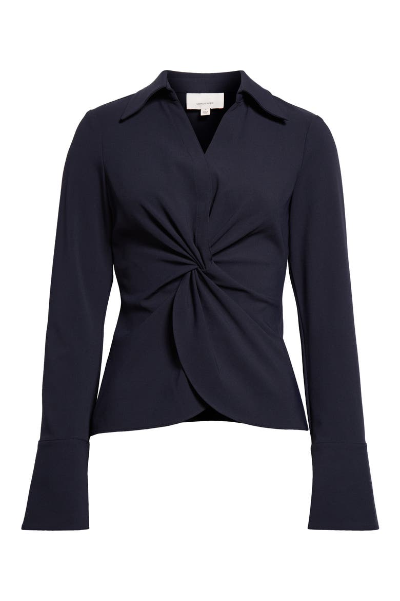 Mckenna Knot Waist Shirt, Alternate, color, NAVY