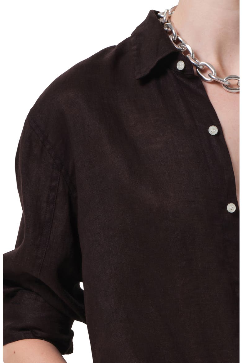Kayla Button-Up Linen Shirt, Alternate, color, CHOCOLATE