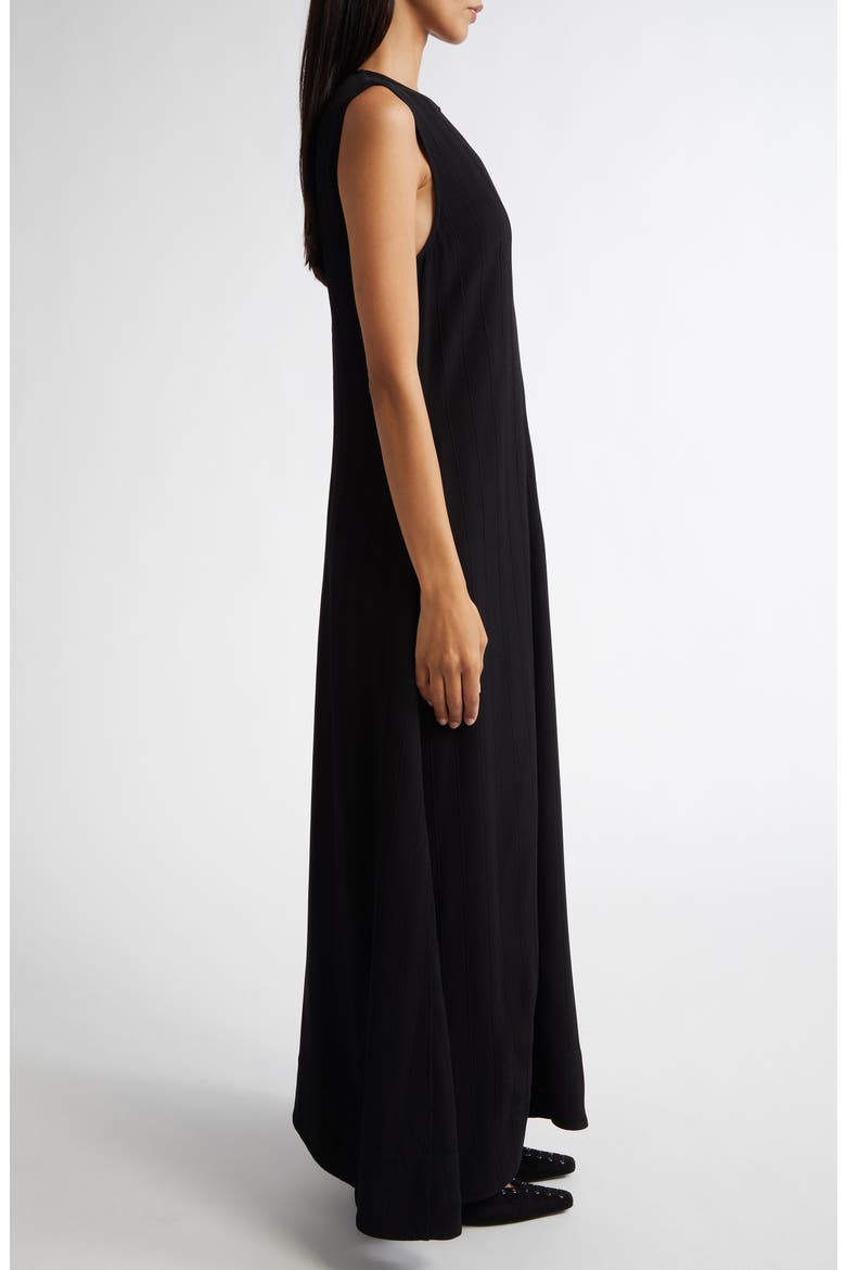 Woven Stripe Sleeveless A-Line Dress, Alternate, color, BLACK