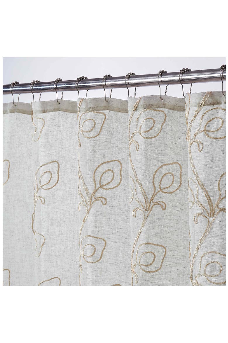 Stella Embroidered Shower Curtain, Alternate, color, LINEN