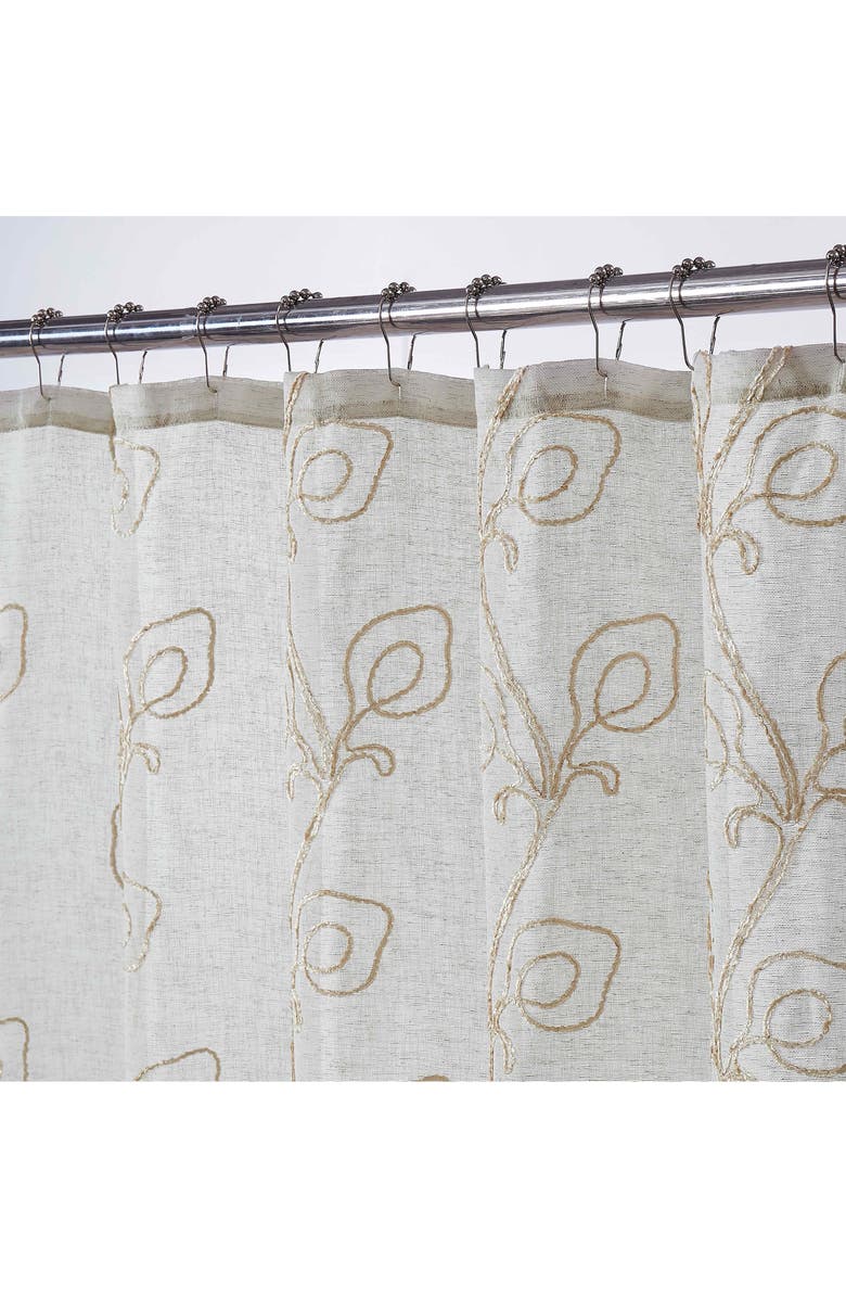 DAINTY HOME Stella Embroidered Shower Curtain, Alternate, color, Linen