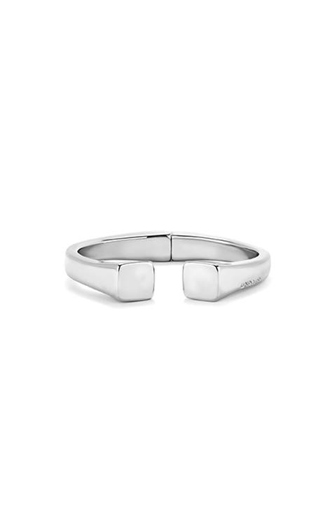 Rigid Sterling Silver-Plated Bracelet Smooth Finish and Square Shape